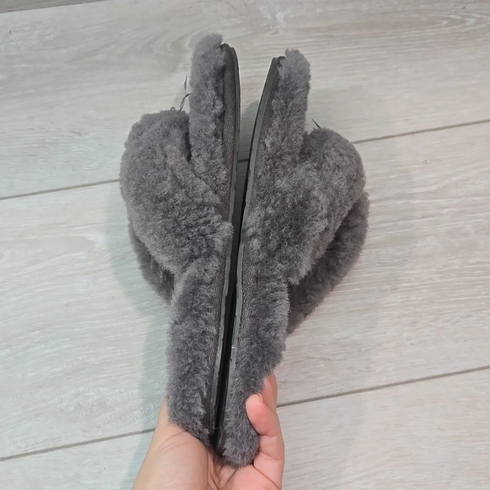 Ugg Australia Women Fluff Flip FlopThong Fur Sandals Slippers shoes slippers